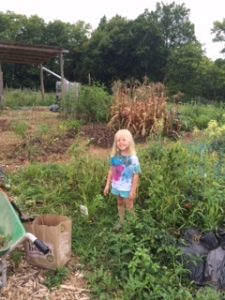 Daughter and garden