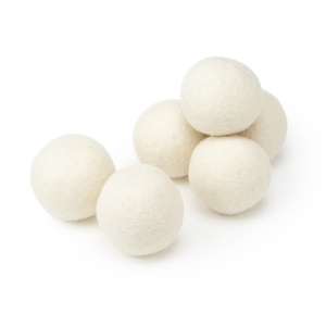 Wool dryer balls come in a variety of sizes.